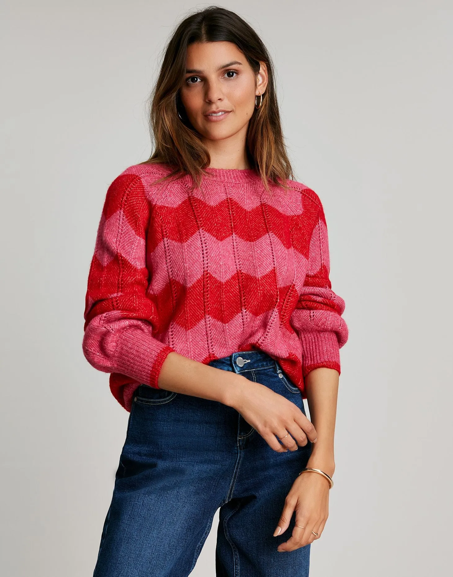 Women's Rianna Zig Zag Jumper - Pink Stripe