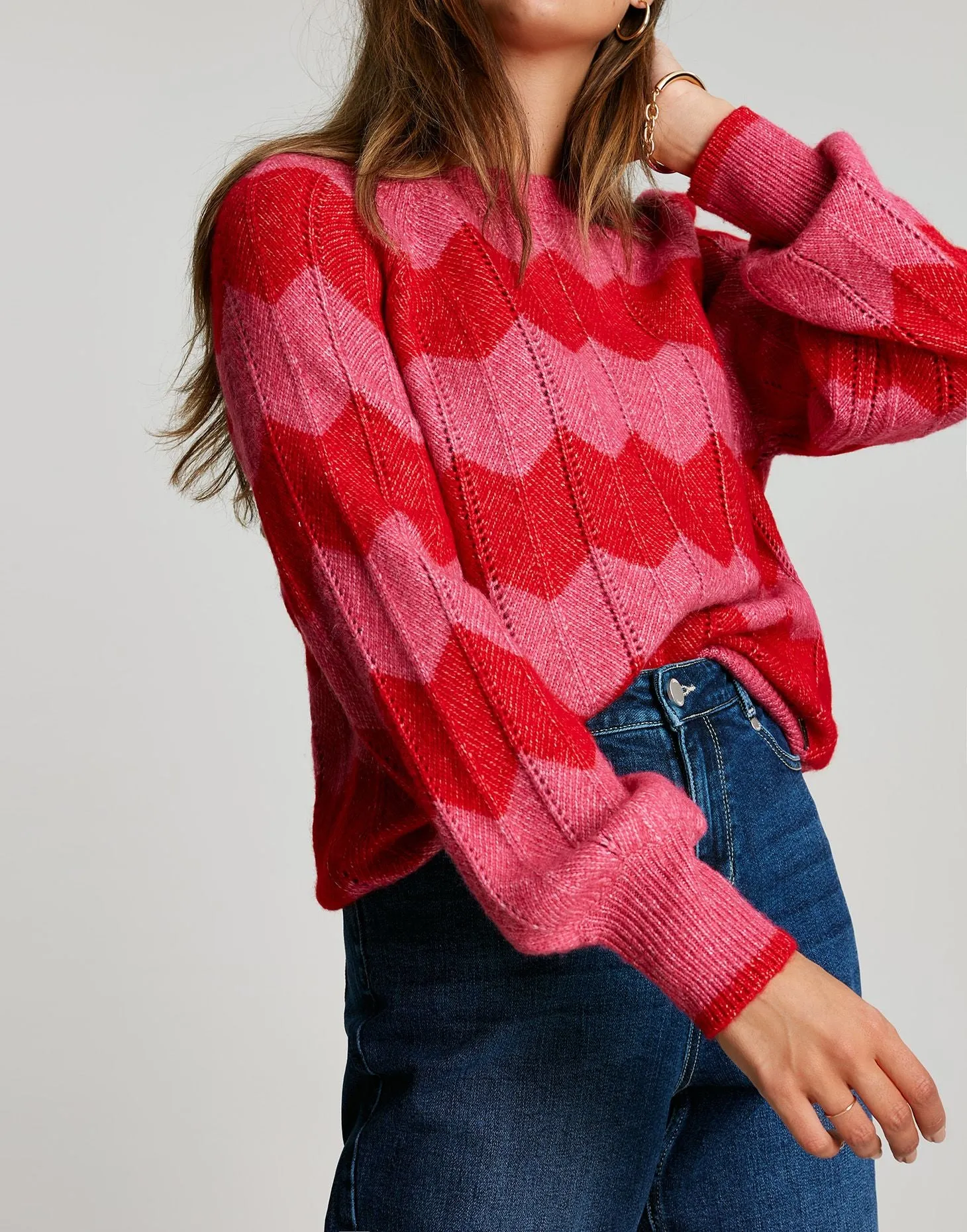 Women's Rianna Zig Zag Jumper - Pink Stripe