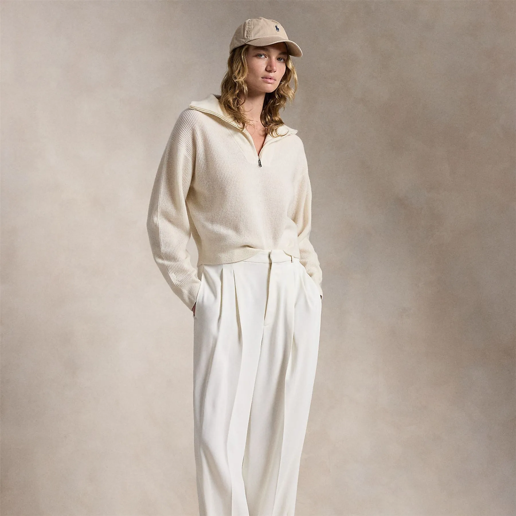 Womens RLX Cashmere Half Zip Snow - AW24