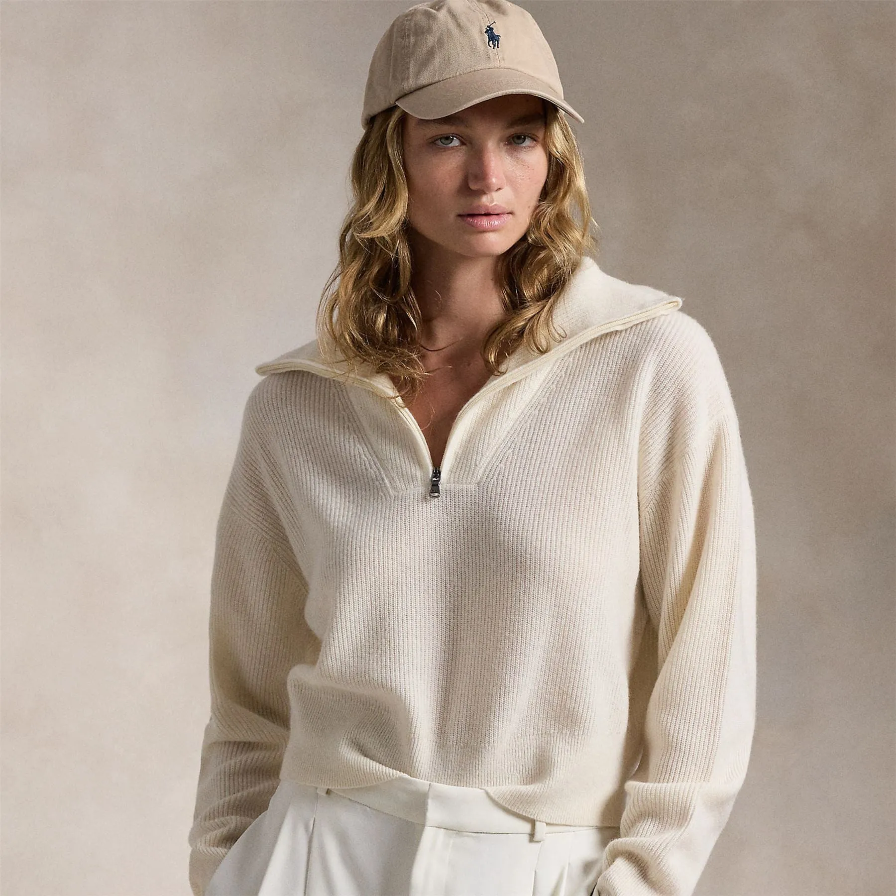 Womens RLX Cashmere Half Zip Snow - AW24