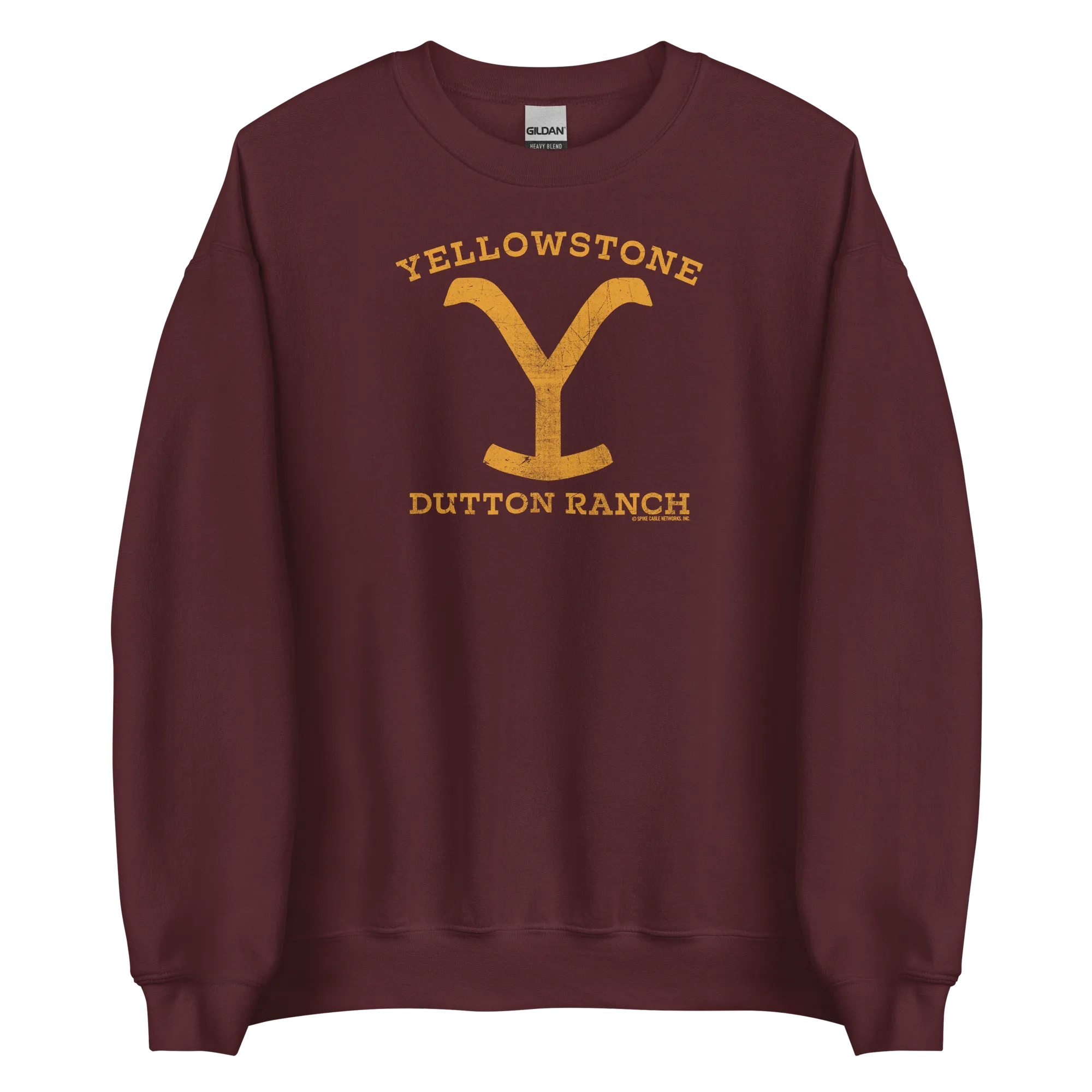 Yellowstone Dutton Ranch Distressed Logo Fleece Crewneck Sweatshirt