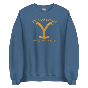 Yellowstone Dutton Ranch Distressed Logo Fleece Crewneck Sweatshirt